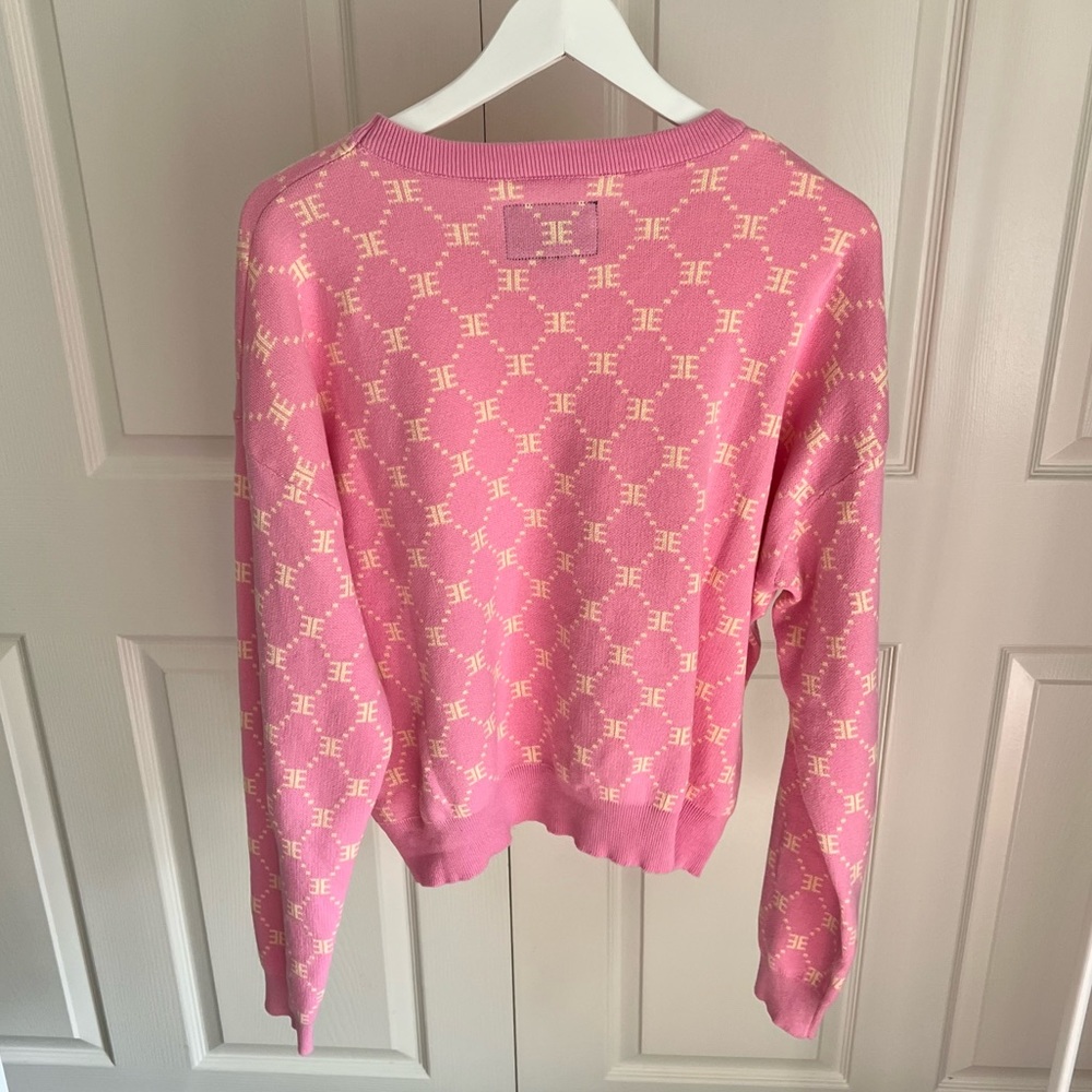 Pink Logo-Pattern Crewneck Sweater - Picture 3 of 4